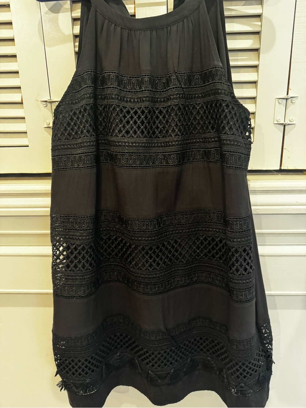 LOFT Black Lace-Panel Mini Dress